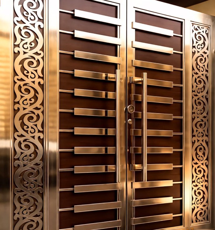 Rose-gold finish stainless steel designer gate