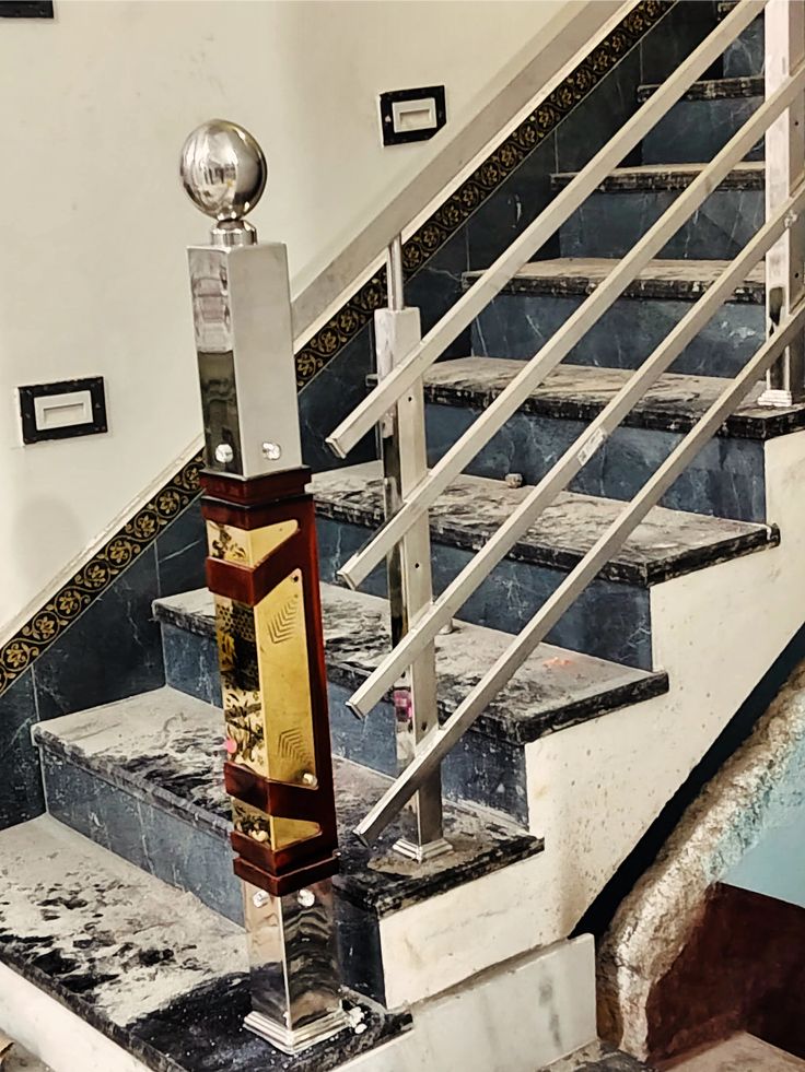 Gold finish stainless steel newel post bar section